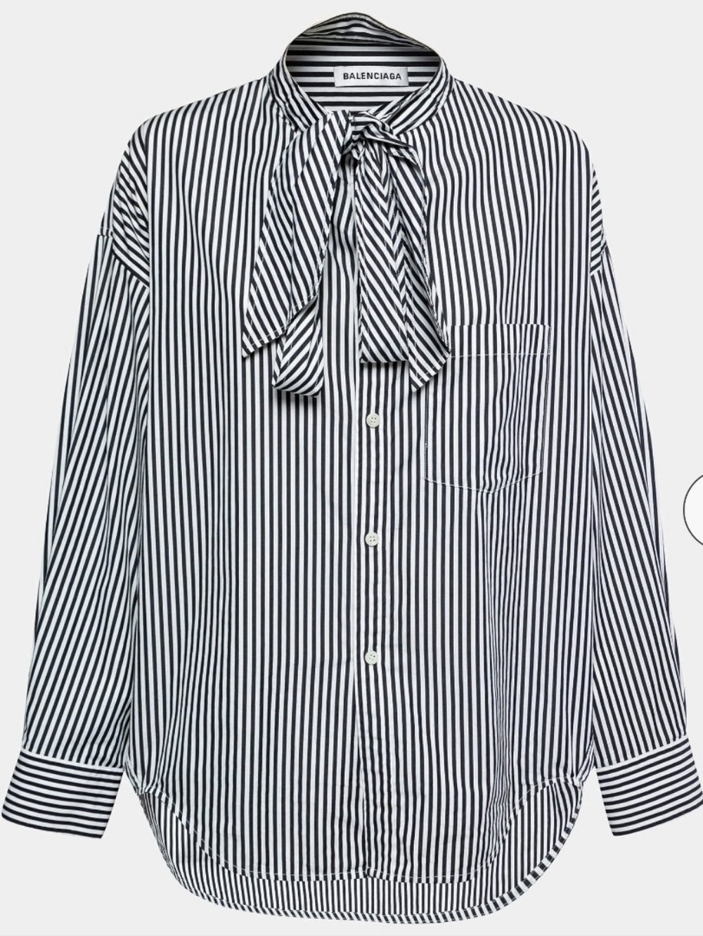 Balenciaga Black & White Striped Button-Down Shirt with Back Logo Size 32 - Picture 9 of 16